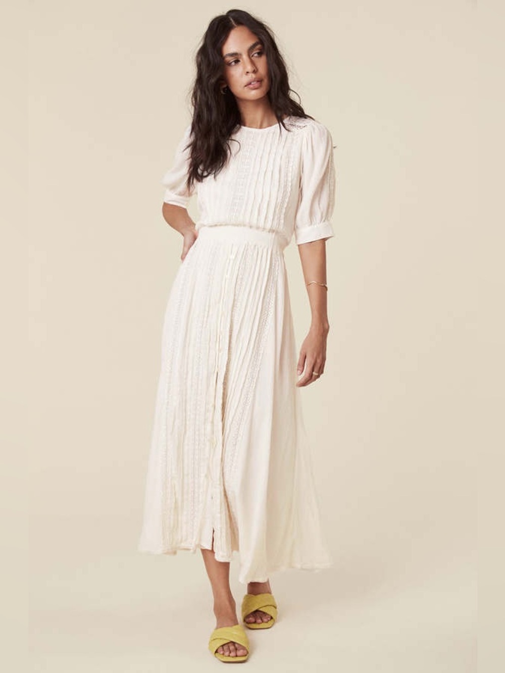 Spell & The Gypsy Collective Jolene Lace Cutout Midi Dress Antique White Size M